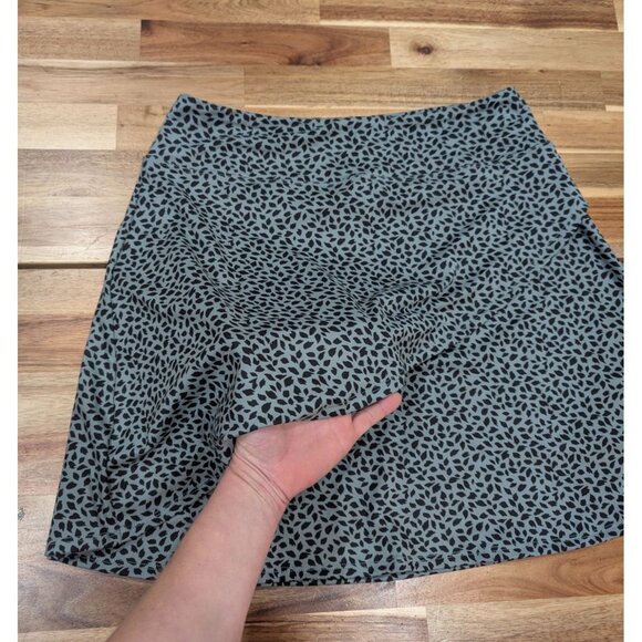 Eddie Bauer Womens Kacey Blue & Black Faux Wrap Skirt Large Lightweight Stretchy - Picture 3 of 10